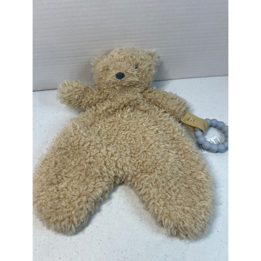 Carters Just One You Tan Sherpa Bear Lovey Security Blanket with Teether Ring